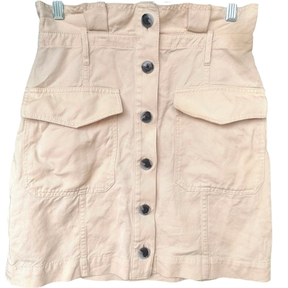 Banana Republic Cargo Button Front Mini Skirt Pockets Womens Size 4 Cream